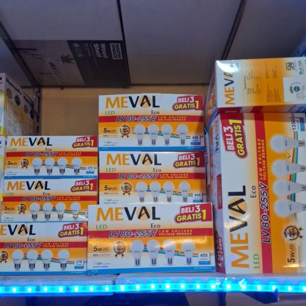 Jual Meval multipack 3 free 1 3w//5w//15w putih | Shopee Indonesia