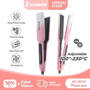 SHINON SH 9149 2 In 1 Catokan Curly Rambut Wanita Straightener Curler Pelurus Rambut Ion