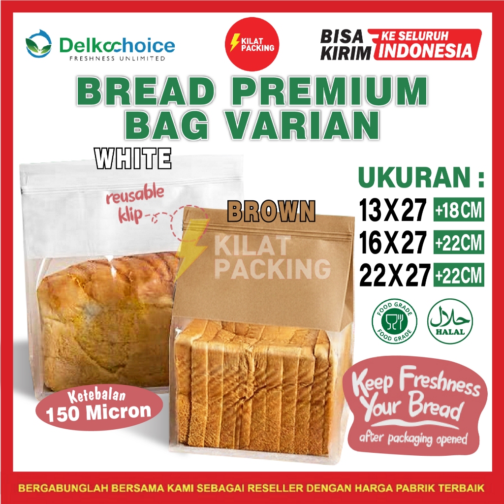 Jual Plastik Roti Ziplock White & Brown Delkochoice / Bungkus Roti ...
