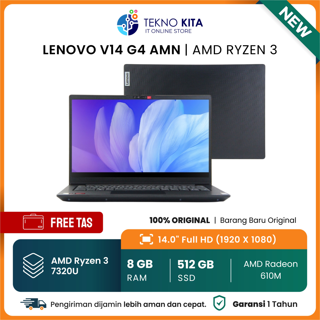 Jual LENOVO V14 G4 AMN AMD Ryzen 3 7320U / 8GB / SSD 512GB / 14" FHD ...
