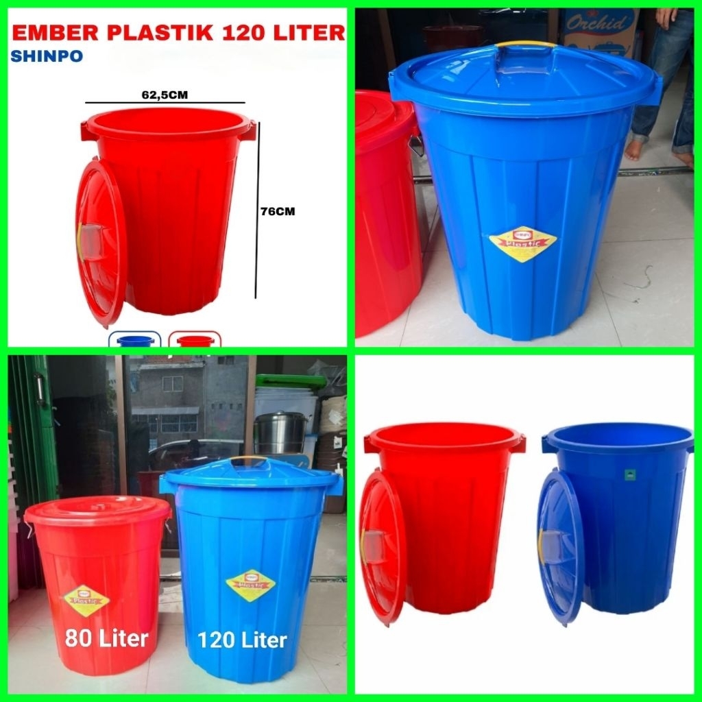 Jual ember air ember plastik pakai tutup UKURAN JUMBO kapasitas 120 ...
