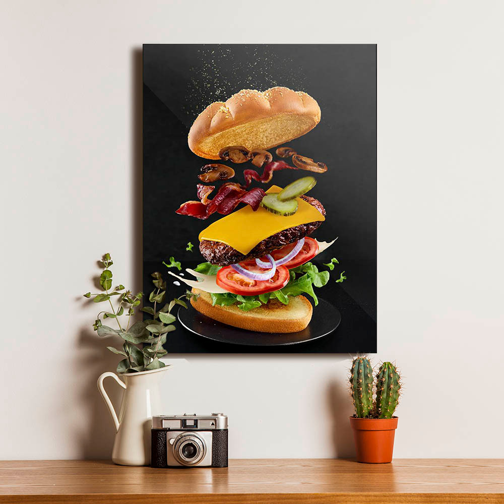 Jual Poster Burger Cheese Makanan Kue Roti Dekorasi Dinding Frame Kayu ...