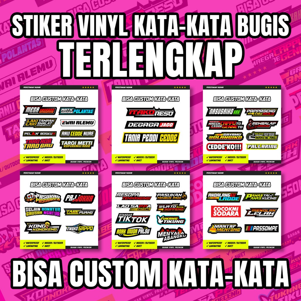 Jual STIKER PACK RACING CUSTOM KATA KATA BUGIS original | Shopee Indonesia