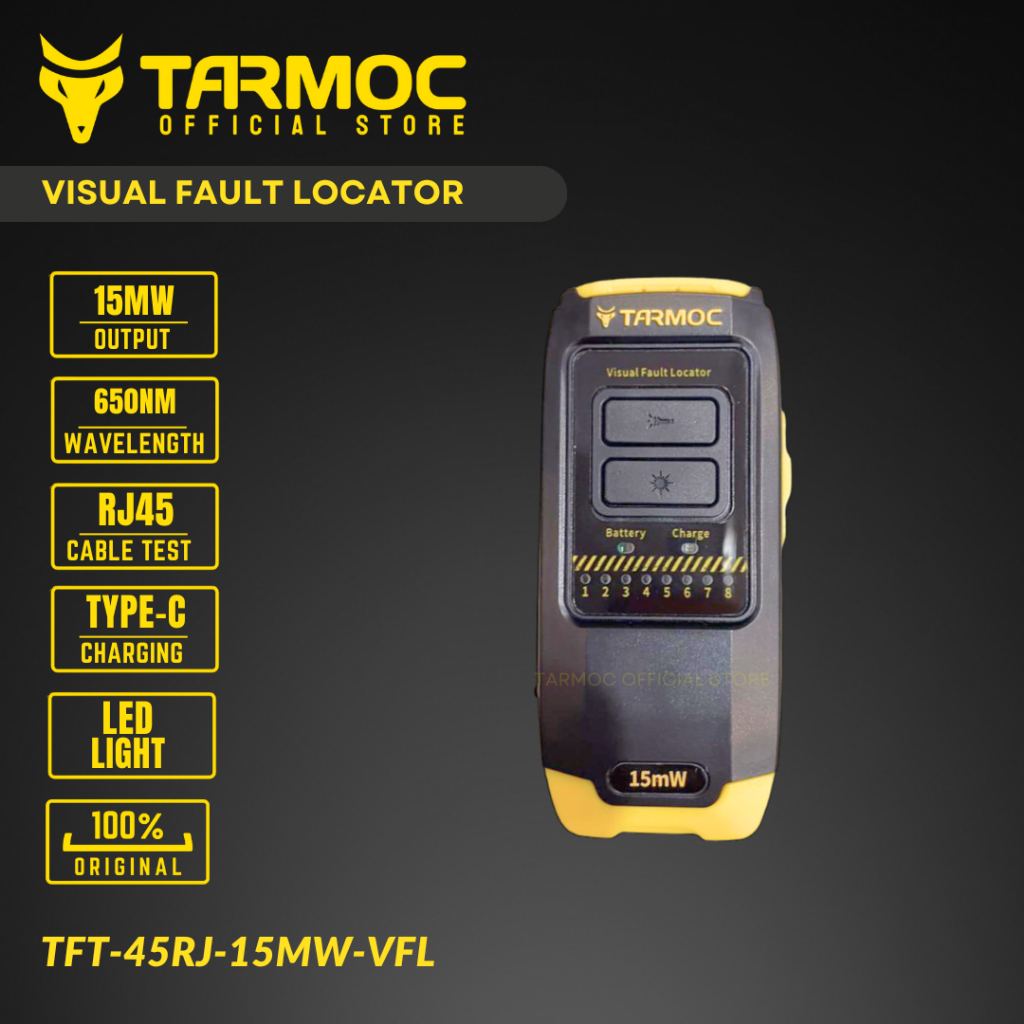 Jual Tarmoc TFT-45RJ-VFL | Visual Fault Locator mini Rechargeable + LAN ...