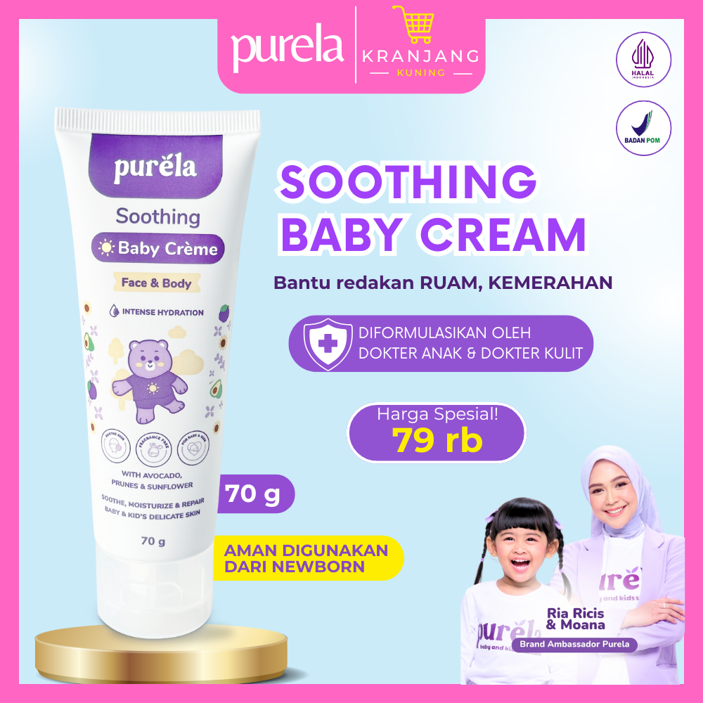 Jual Purela Soothing Baby Creme Cream Face Body Lotion Mengatasi Ruam ...