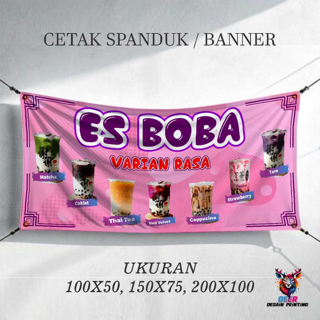 Jual Cetak Spanduk Banner Backdrop ES BUAH VARIAN RASA Bisa Request ...