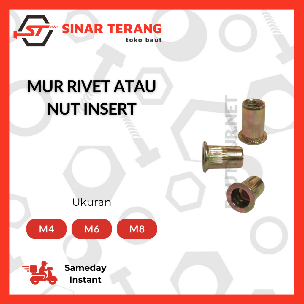 Jual Mur Rivet Kuning M4 M6 M8 - Nut Insert - Mur Tanam - Ripet Besi ...