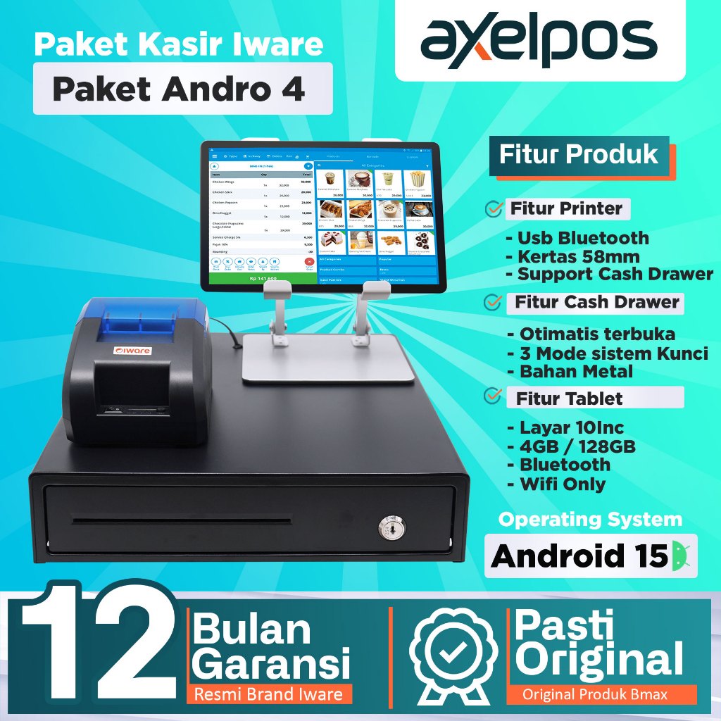 Jual Axelpos Paket Alat Mesin Kasir Android Iware - Tablet Android ...