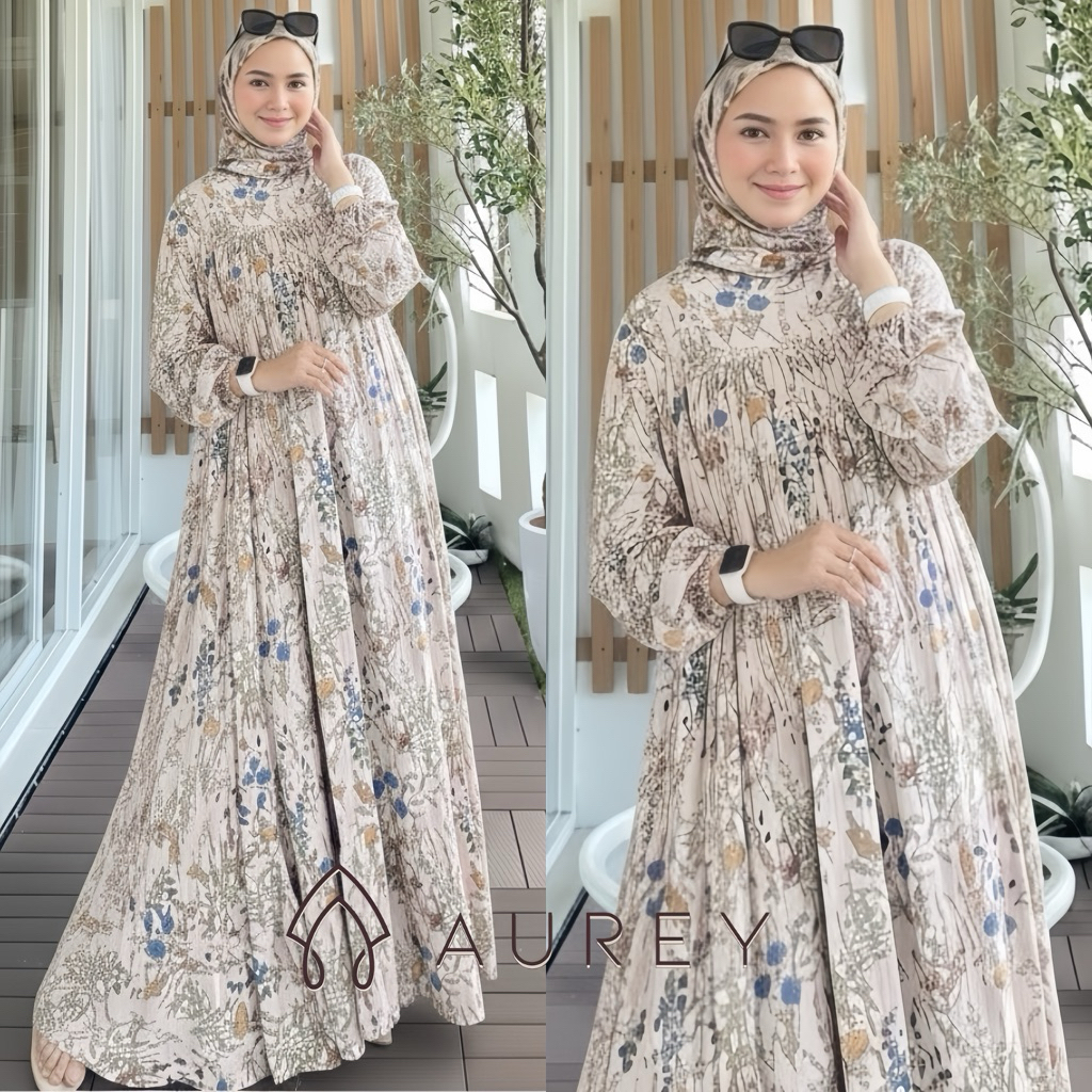 AUREY GAMIS SET HIJAB AMANDA GAMIS RAYON PREMIUM BUSUI FRIENDLY GAMIS DRESS WANITA LENGAN PANJANG