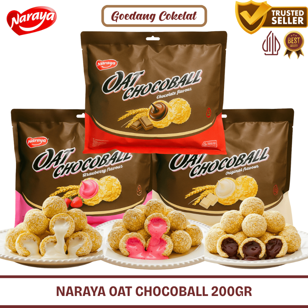 Jual NARAYA OAT CHOCOBALL 200g - Snack Sereal Oat Isi Krim Coklat ...