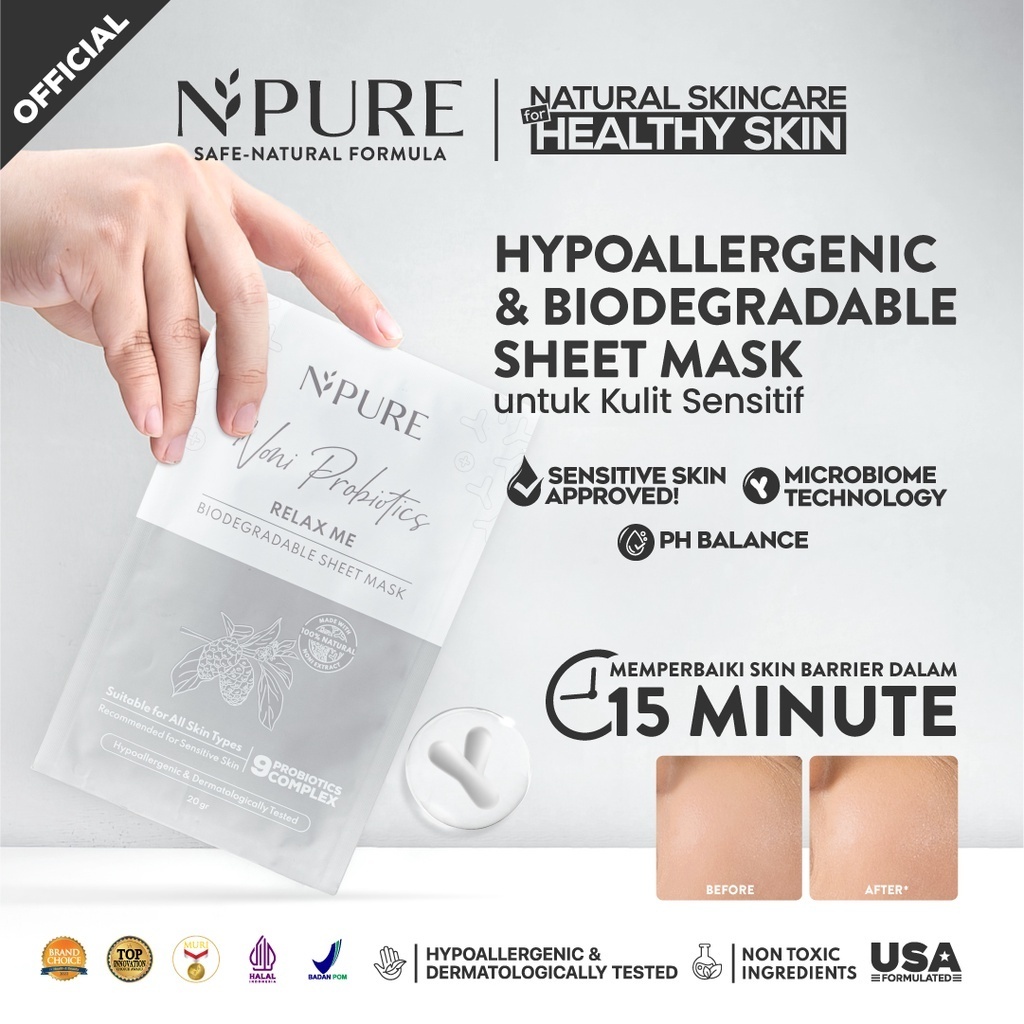 Jual NPURE Sheet Mask Noni / Relax Me / Masker Wajah Kulit Sensitif ...