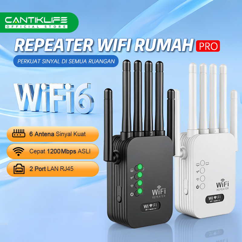 Jual Repeater WiFi 1200Mbps Dual Band 2.4G + 5G | 6 Antena Sinyal Kuat ...