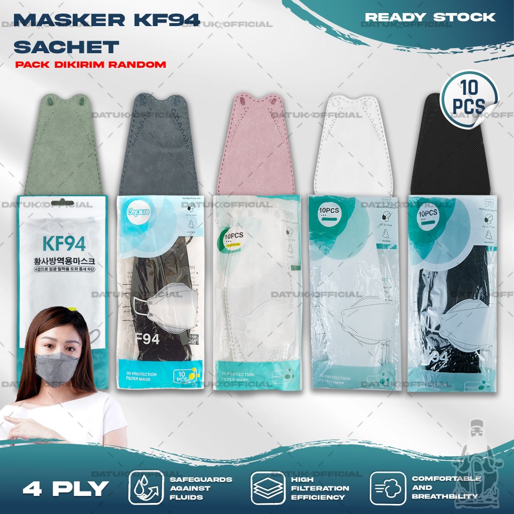 Jual Masker KF94 4Ply isi 10Pcs Putih Hitam Abu Warna Earloop Surgical ...