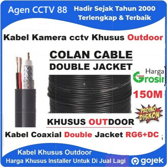 Jual Kabel Kamera Cctv Khusus Outdoor Coaxial RG6 Power 150M COLAN 