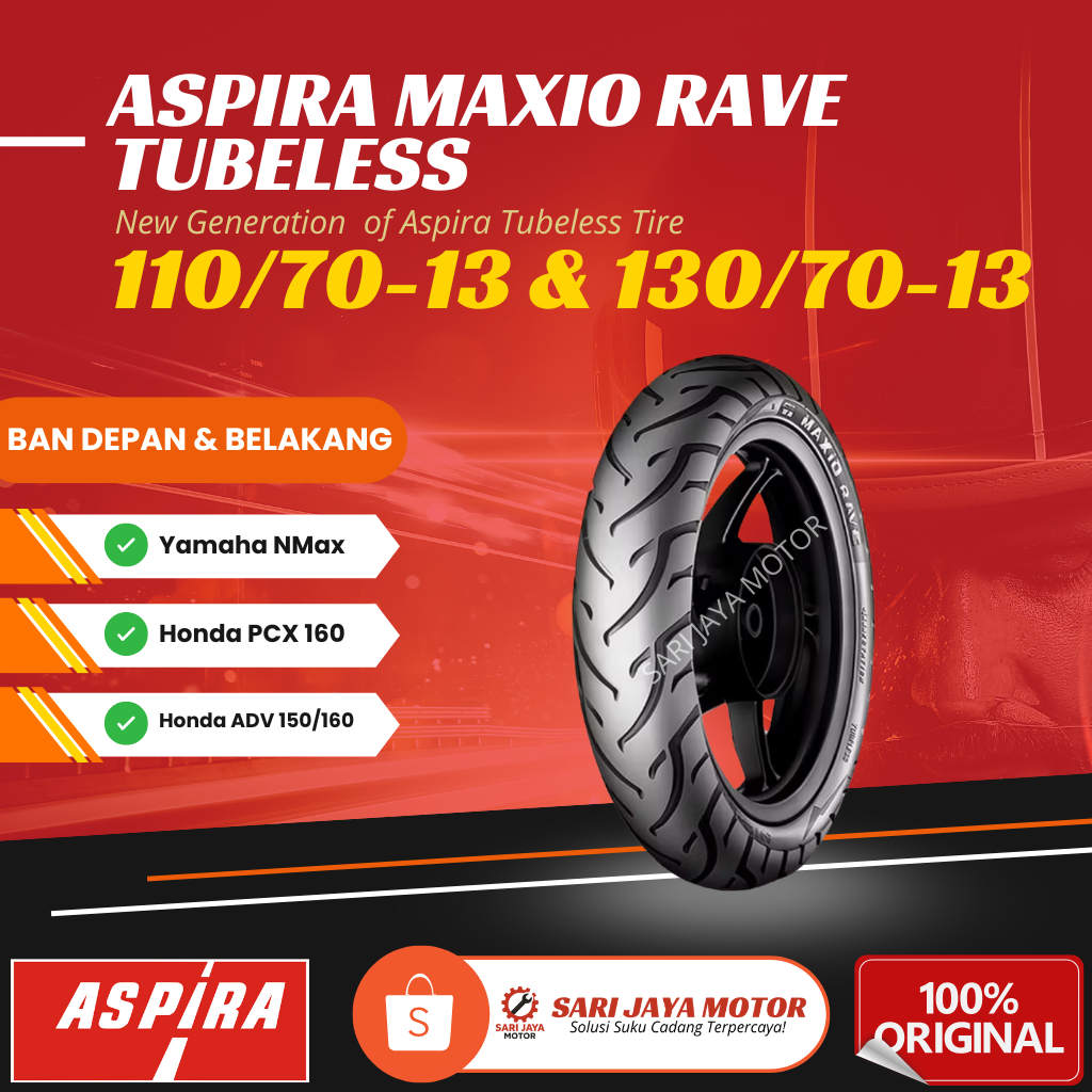 Jual Ban Motor Aspira Maxio Rave Tubeless Ring 13 110/70-13 130/70-13 ...