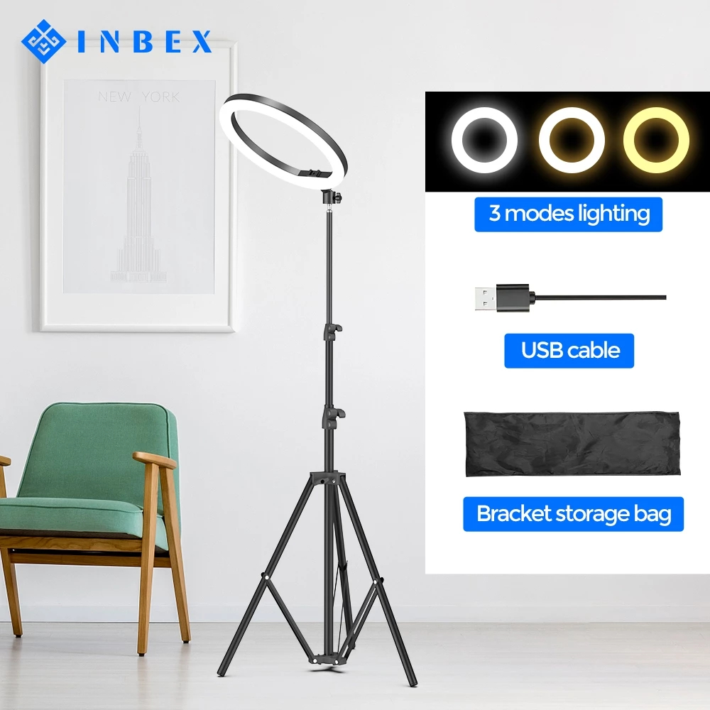 Jual INBEX 26cm Ring Light USB Lighting Konten Tripod Untuk Shooting ...