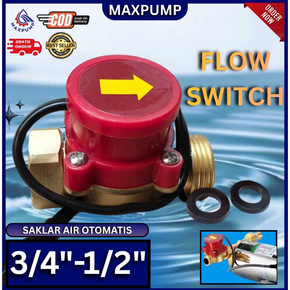 Jual MAXPUMP Water Flow Switch 3/4" X 1/2" Otomatis Pompa Booster Brass ...