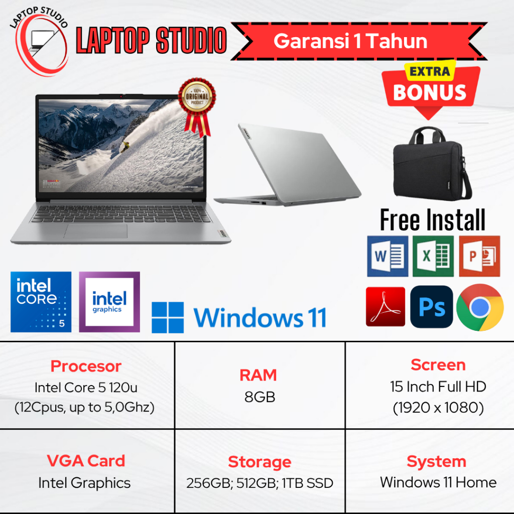 Jual Laptop Baru Lenovo Ip3 Intel Core 5 120u (Gen 14) SSD Backit ...