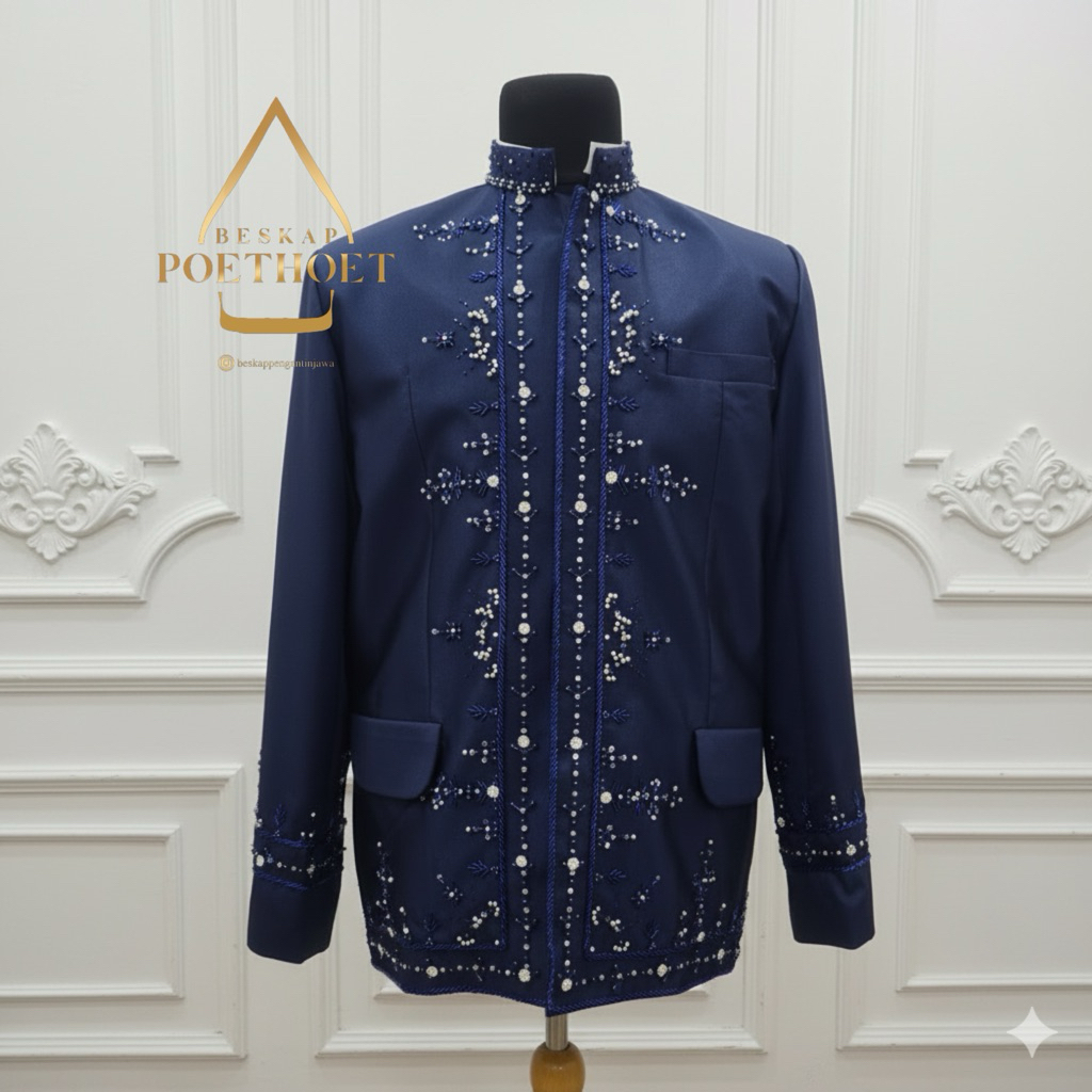 Jual Basofi pengantin sunda muslim bahan Woll premium warna navy payet ...