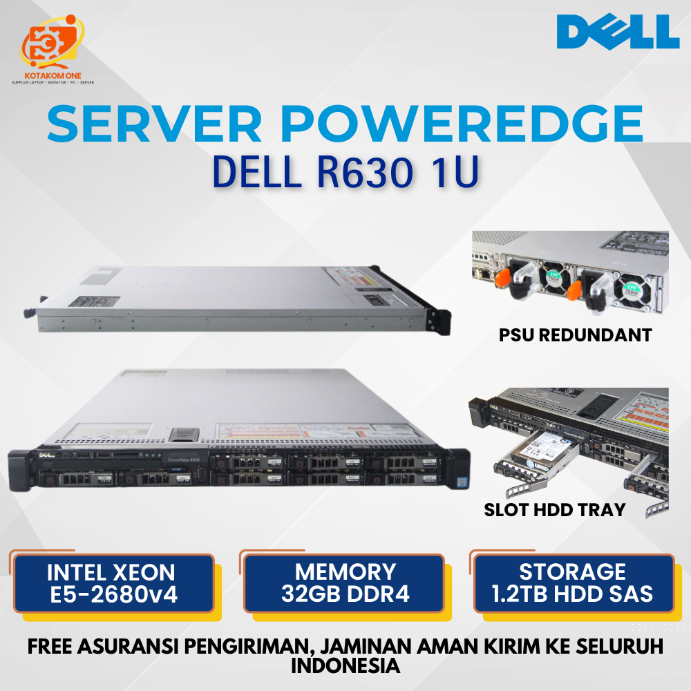Jual Server DELL R630 1U Raid Card H330 Processor Intel Xeon E5