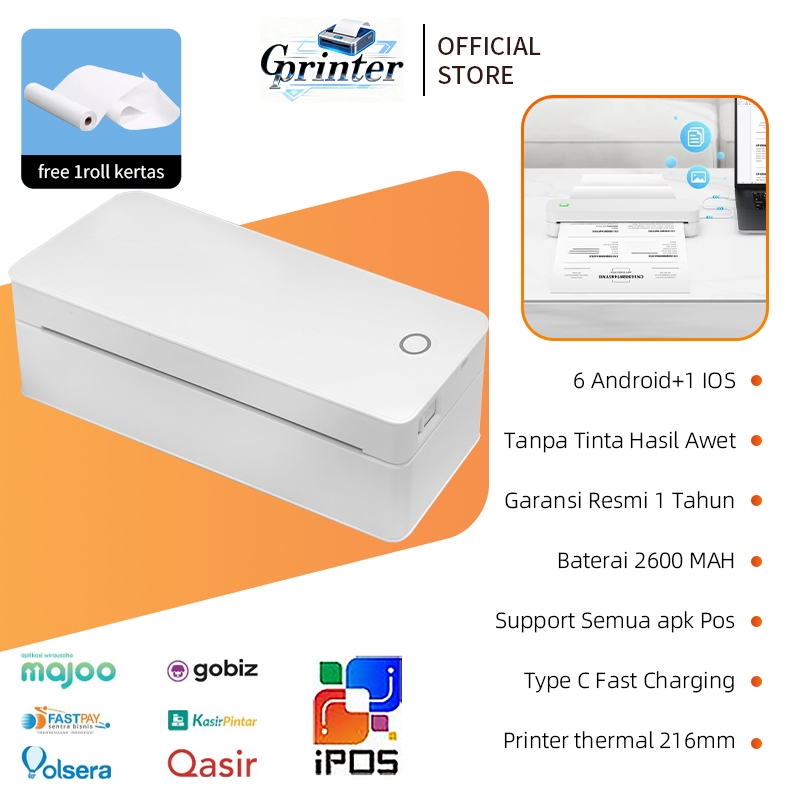 Jual Gprinter Printer Thermal A4 Portable Bluetooth Wireless / Printer ...