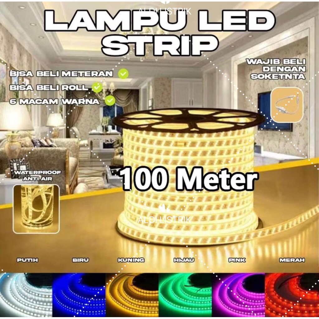 Jual LAMPU LED STRIP SELANG SMD 5050 100M 100 METER / LAMPU PLAFON ...