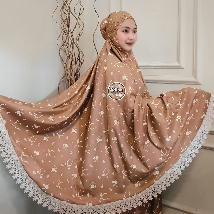 Mukena Dewasa Motif Renda Katun Premium Terbaru Adiba