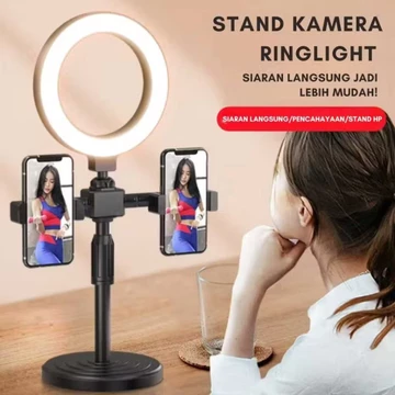 Ringlight Selfie 16cm Tripod 2 Holder Hp Lampu Selfie Ring Light Selfie Lampu Tik Tok Vlogger 3