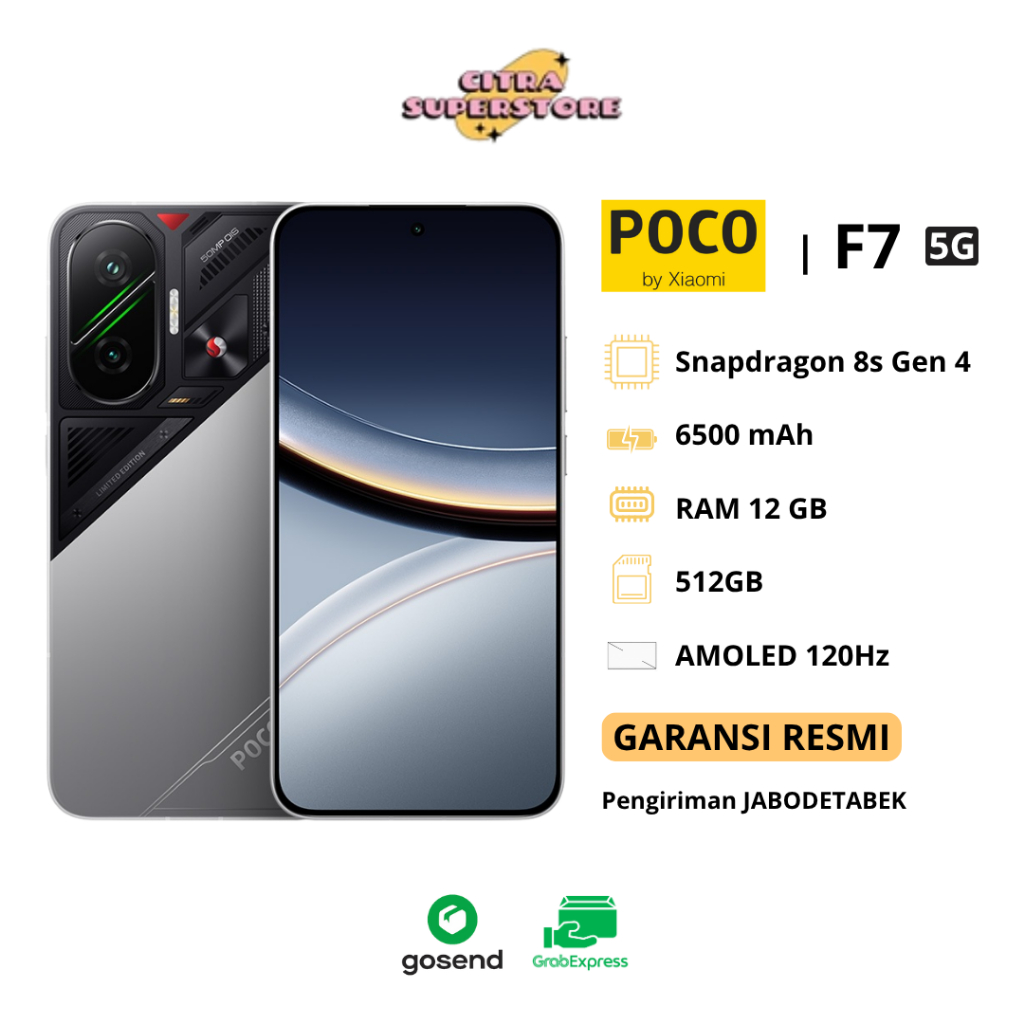 POCO F7 12/512GB | Snapdragon 8s Gen 4 | 6,83 inch 1.5k 120 Hz AMOLED | 50MP Camera OIS Kamera Ponsel Prosesor