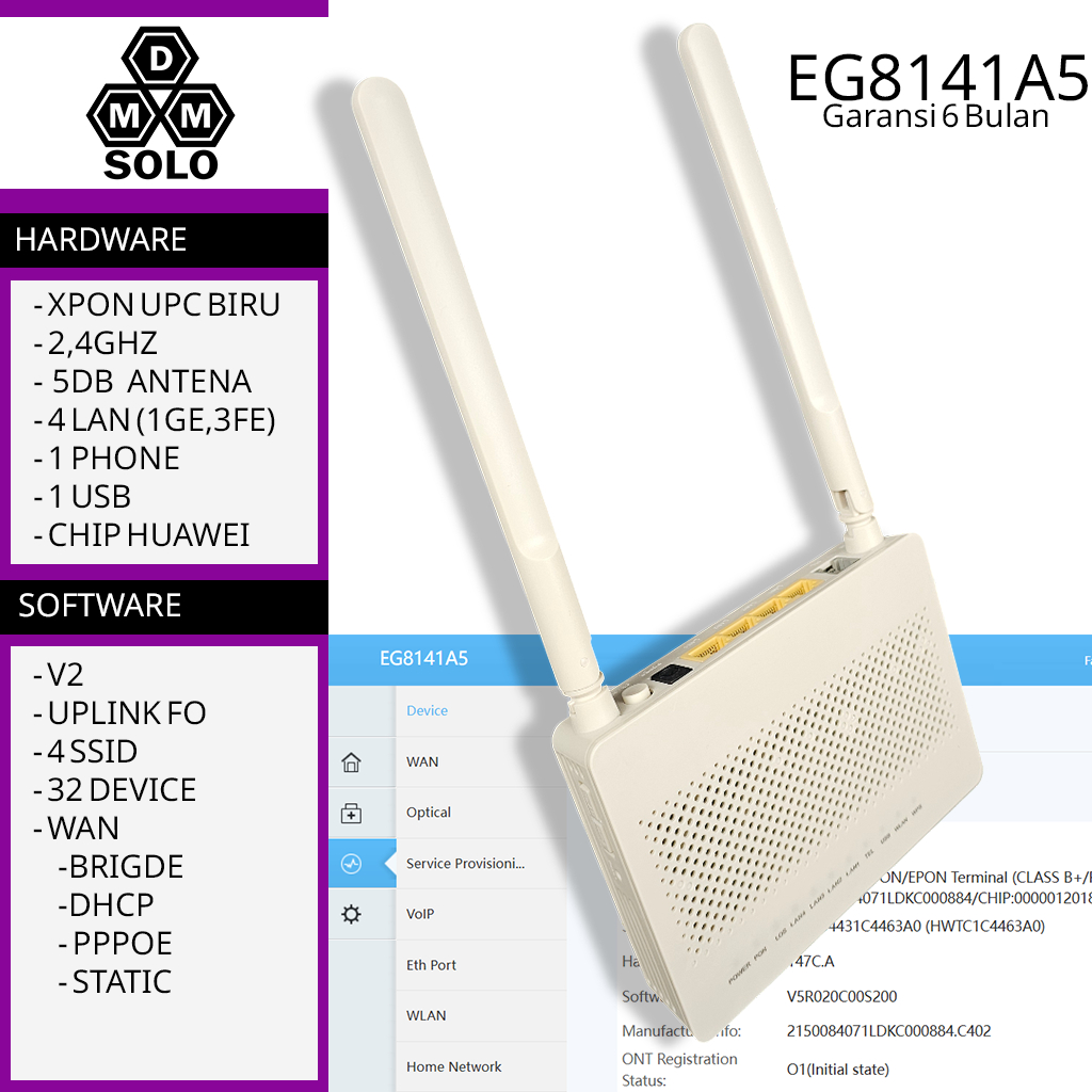 Jual EG8141A5 XPON ONT ROUTER FIBER OPTIK MDM FIBER SOLO | Shopee Indonesia