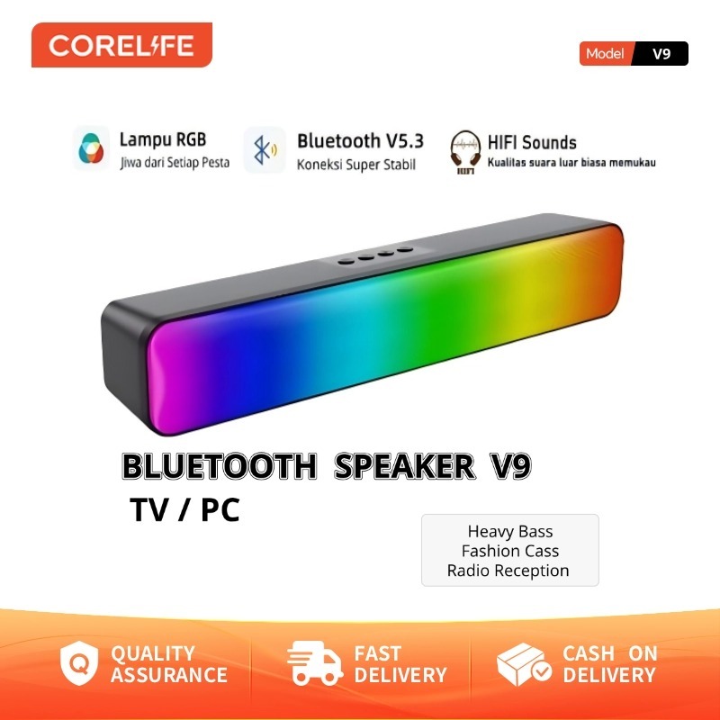 Jual CORELIFE TV/PC BASS 40CM Long Strip Bluetooth Speaker RGB Soundbar ...