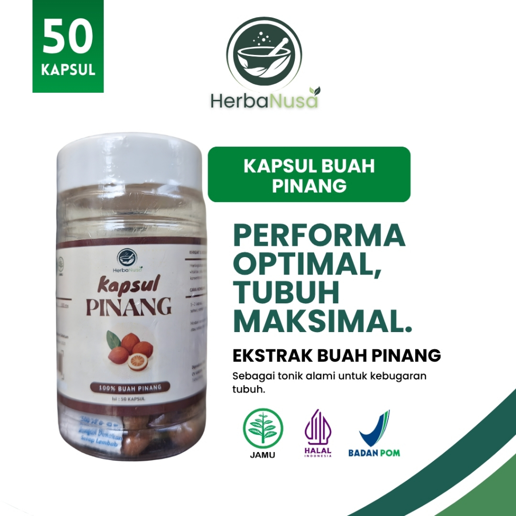 Herbanusa Kapsul Pinang Ekstrak Herbal Alami 50 Kapsul Ga Cepat Lelah Performa Optimal