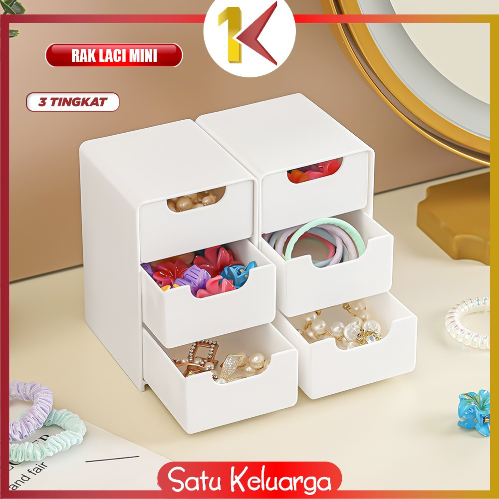 Jual SK-C1398 Rak Laci Susun Mini 3 Tingkat / Tempat Penyimpanan Drawer ...