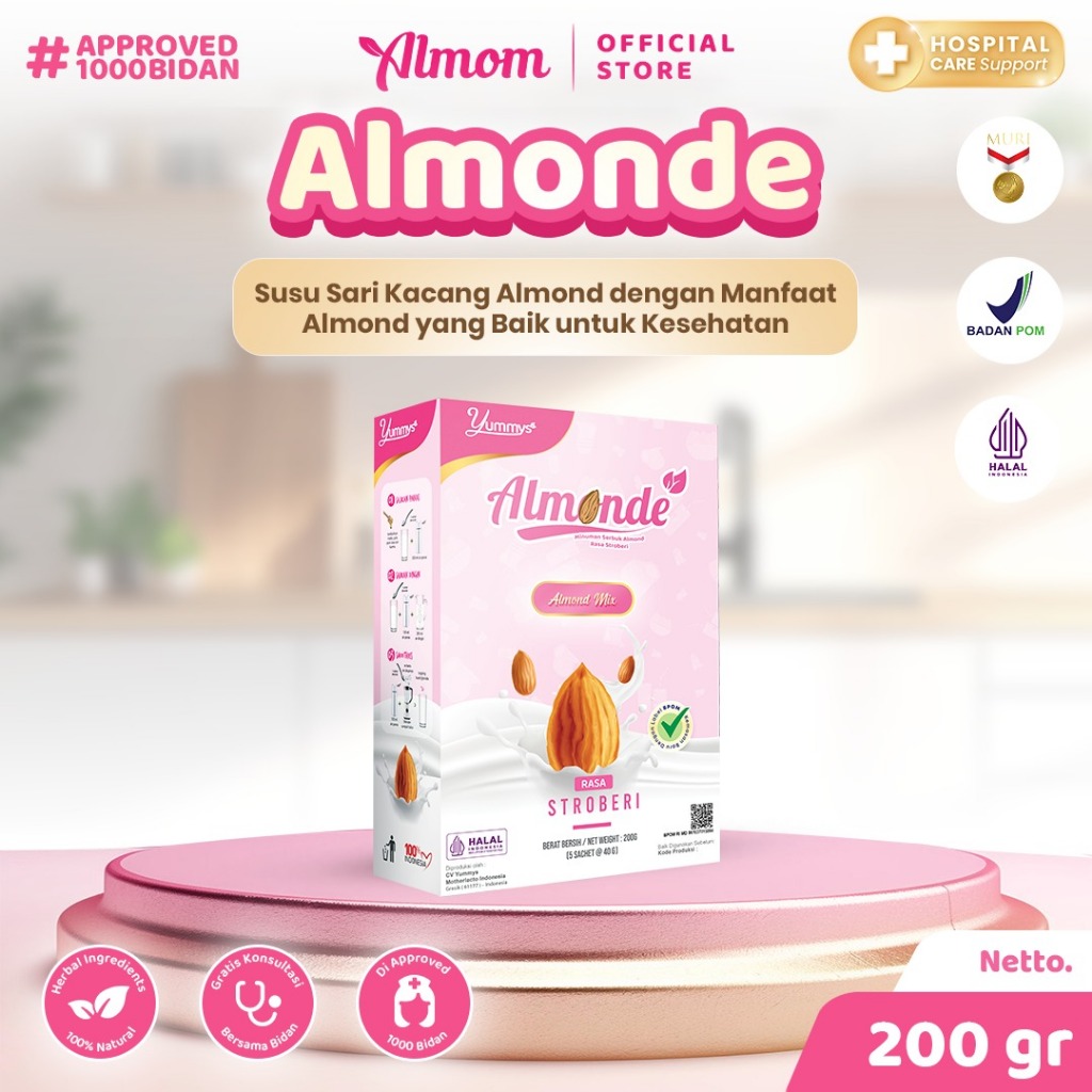 Jual Almonde Box Stroberi - Susu Almond Kaya Asam Folat - Nutrisi ...