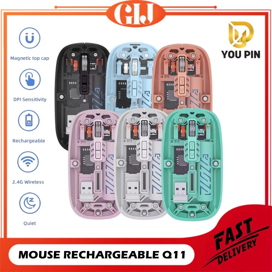 Jual YOU PIN Transparent Mouse Mouse Wireless Bluetooth Three-mode ...