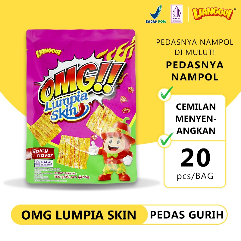 Jual LIANGGUI omg sticky snack SNACK LEMBARAN RASA PEDAS ISI (20pcs x 7 ...