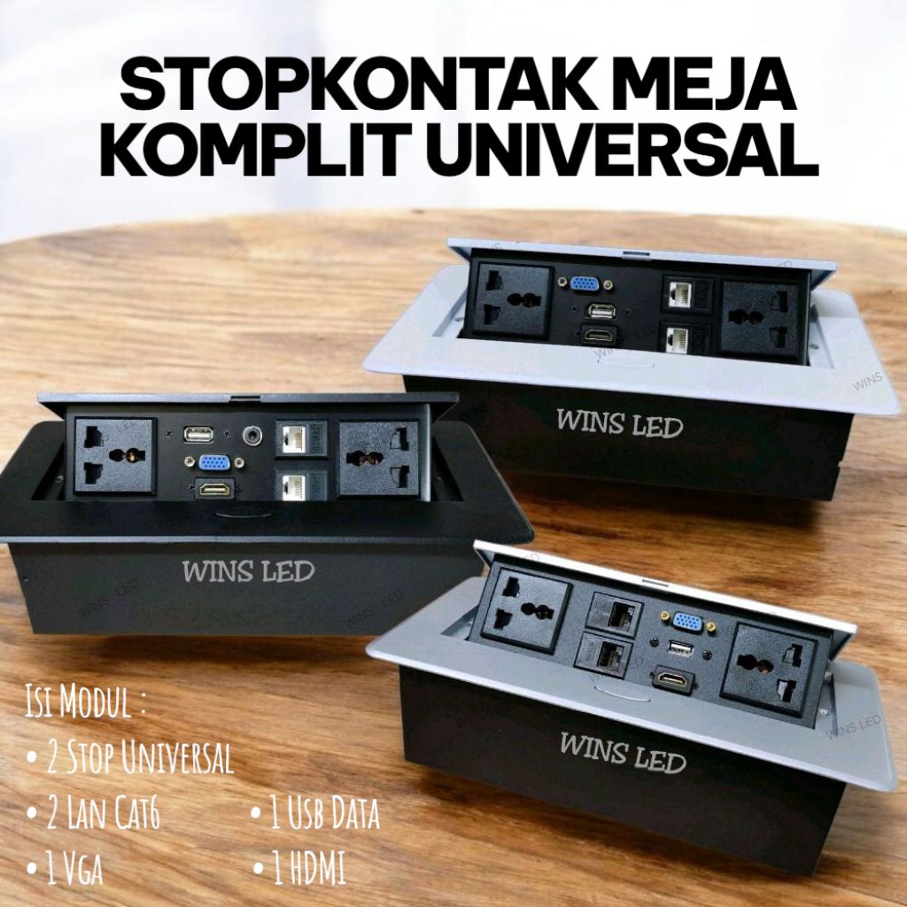 Jual Stop Kontak Meja Flip Pop Up Komplit 2 Stopkontak + 2 Lan Cat6 ...