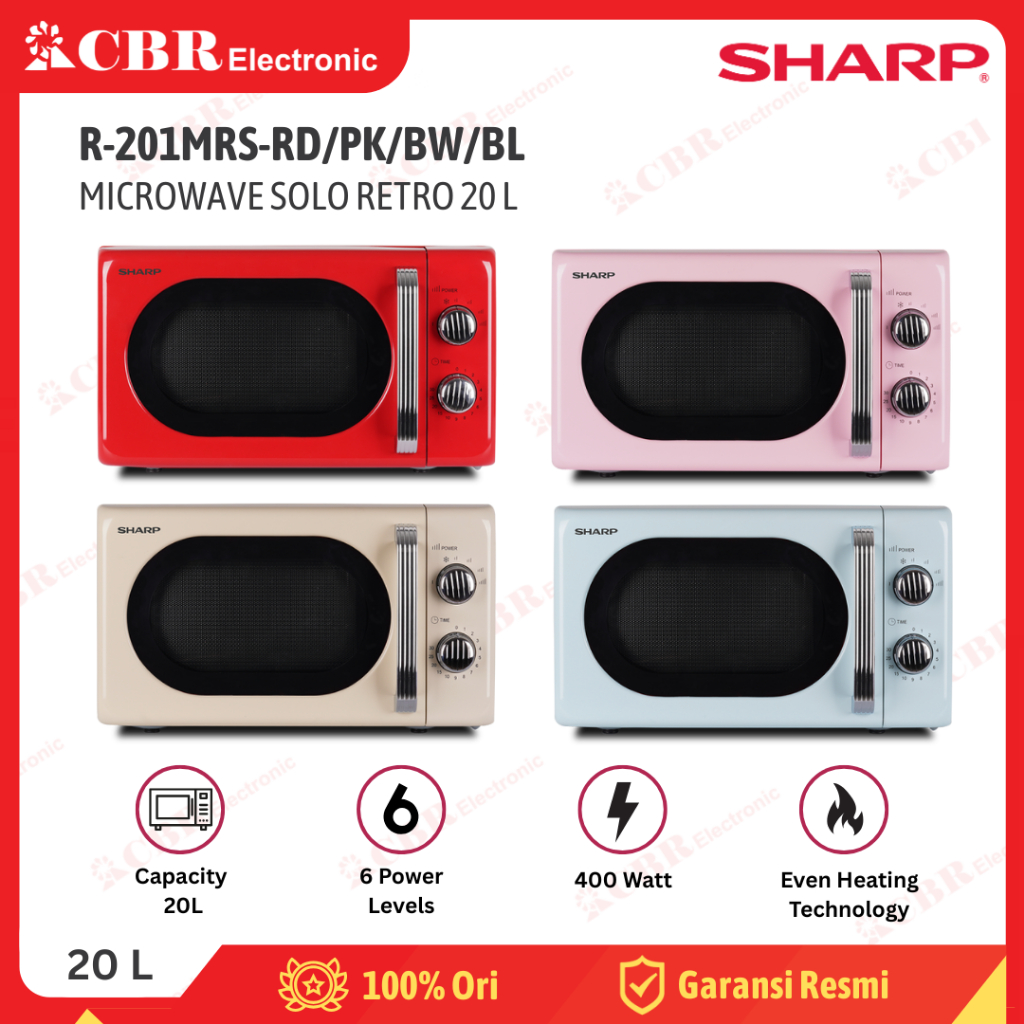 Jual Microwave Oven SHARP - R-201MRS-RD/PK/BW/BL (20L / Solo) | Shopee ...