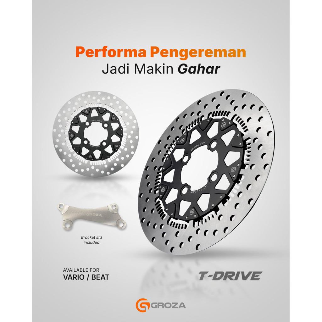 Jual GROZA DISC BRAKE T-DRIVE VARIO BEAT CAKRAM 260mm + BRAKET | Shopee ...