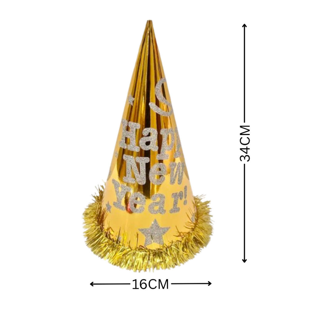 Jual HNY tinsel cone hat 34cm 1pcs / Topi tahun baru besar rumbai2 ...