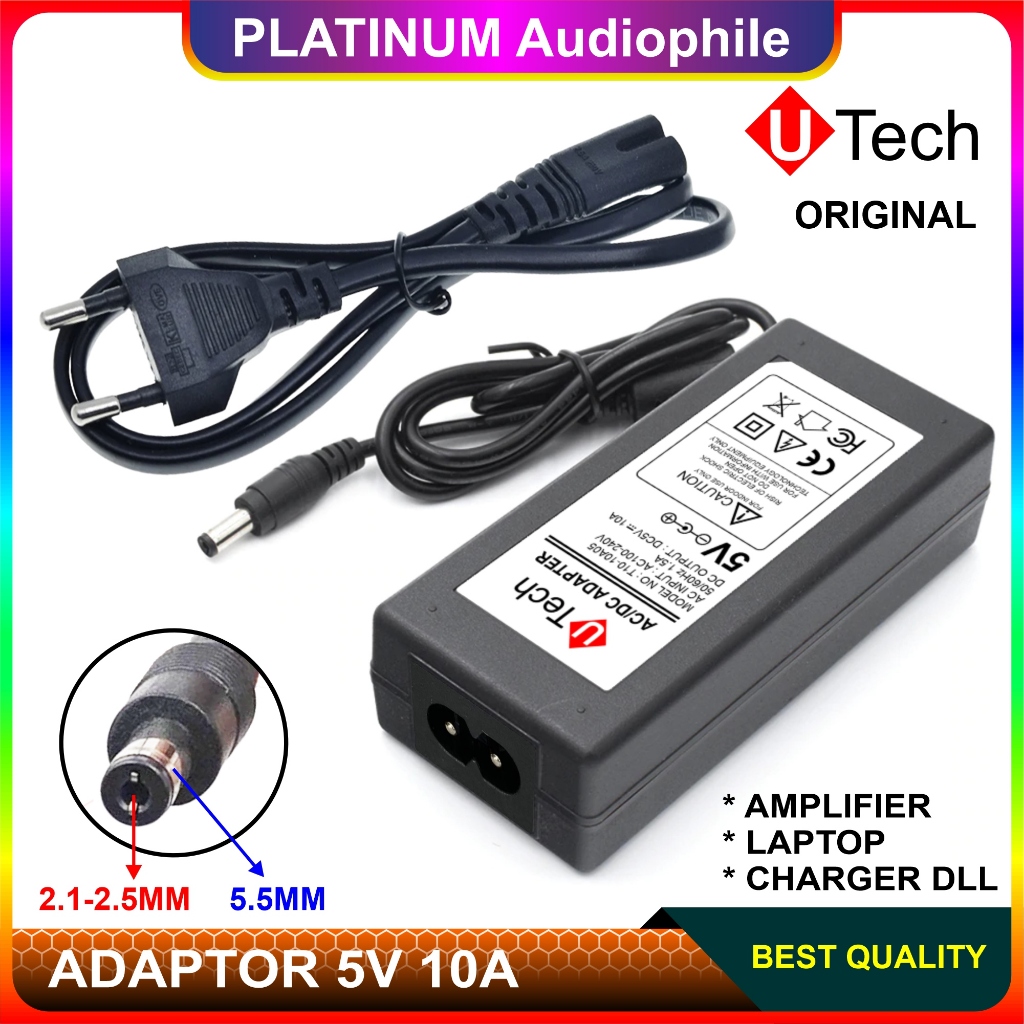 Jual ADAPTOR 5V 10A AC DC Adapter Power Supply Lampu Led Strip CCTV DVR ...