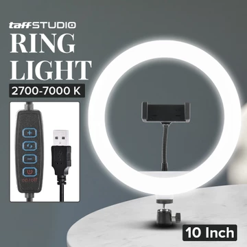 QX 260 Lampu Halo Ring Light LED 26cm 3 In 1 Color Phone Holder 10W Lampu Studio 10 Inch