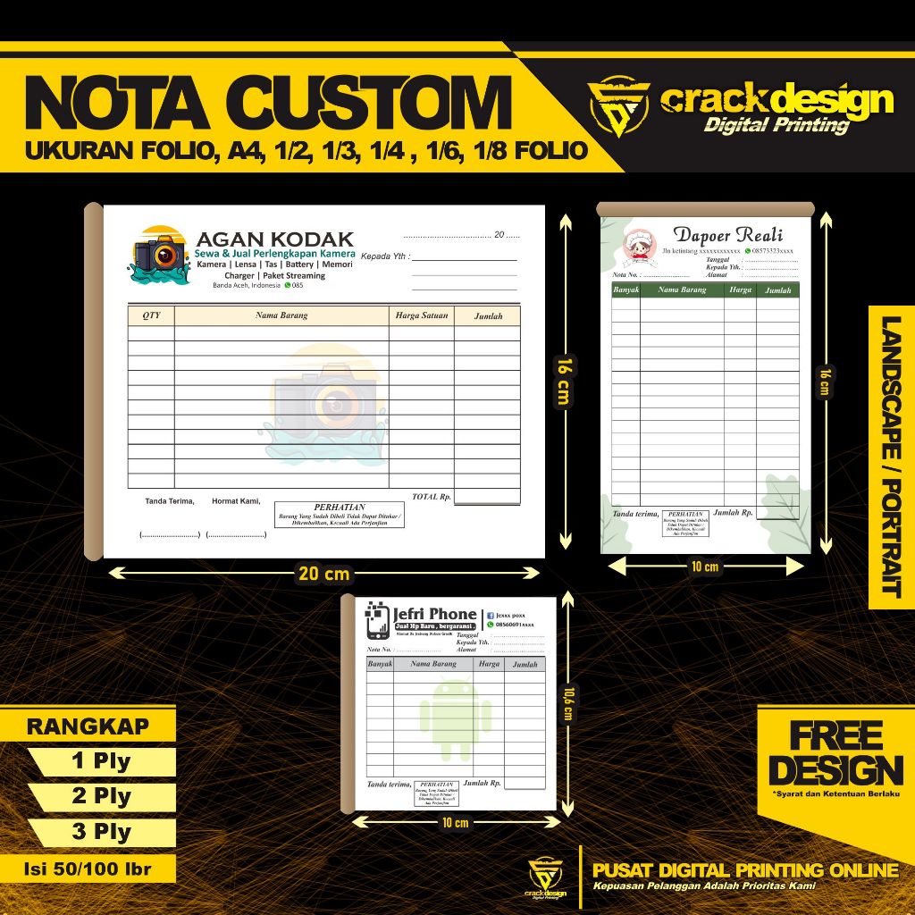 Jual CETAK NOTA CUSTOM ISI 50 LEMBAR GROSIR/ NOTA OLSHOP / NOTA BON ...