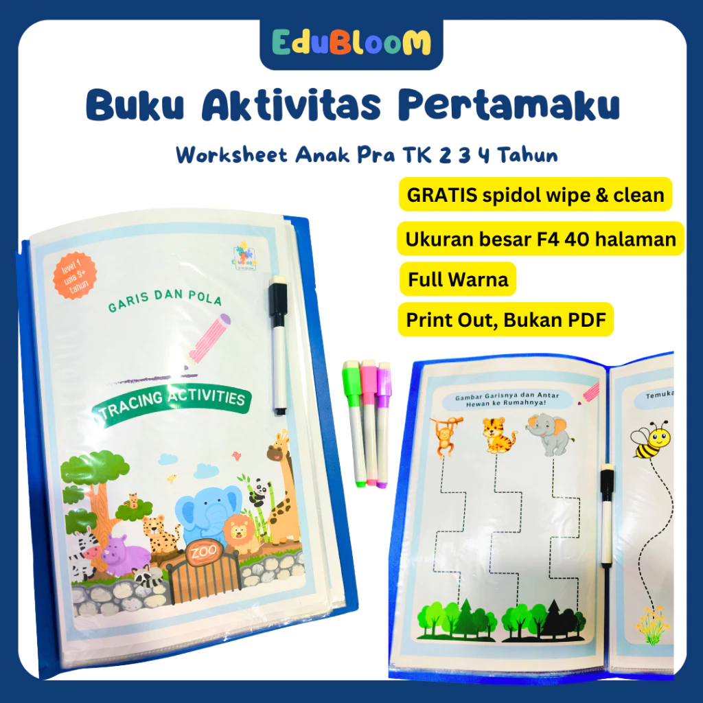 Buku Aktivitas Pertamaku Worksheet - Tracing Garis dan Pola - 1