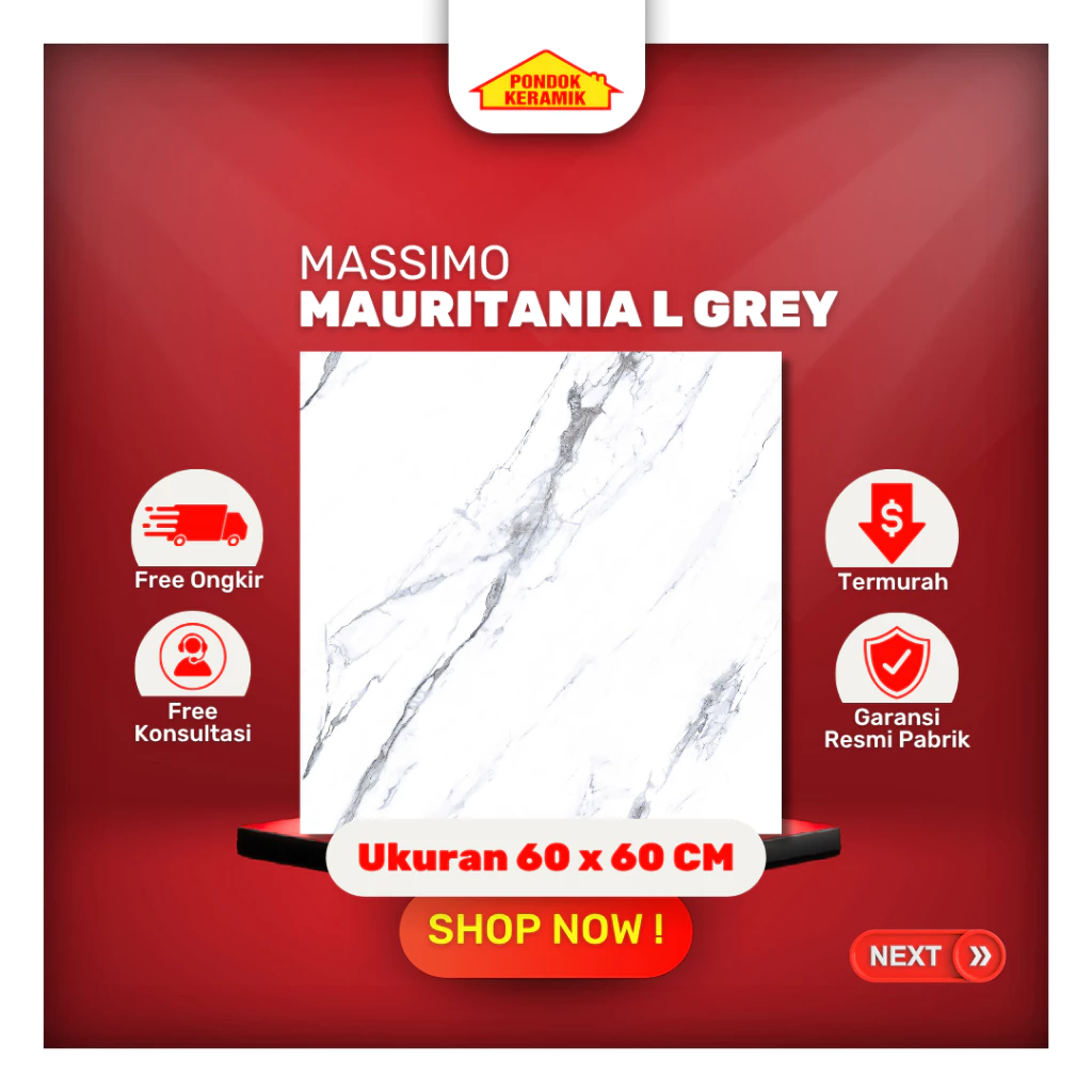 Keramik Lantai 60x60 Mauritania L Grey Glossy Motif Marble Carara Abu