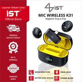 IST K31 Pro Wireless Microphone 2 In 1 IOS Type C Magnetic Clip On Mic Lavalier HP Plug Play