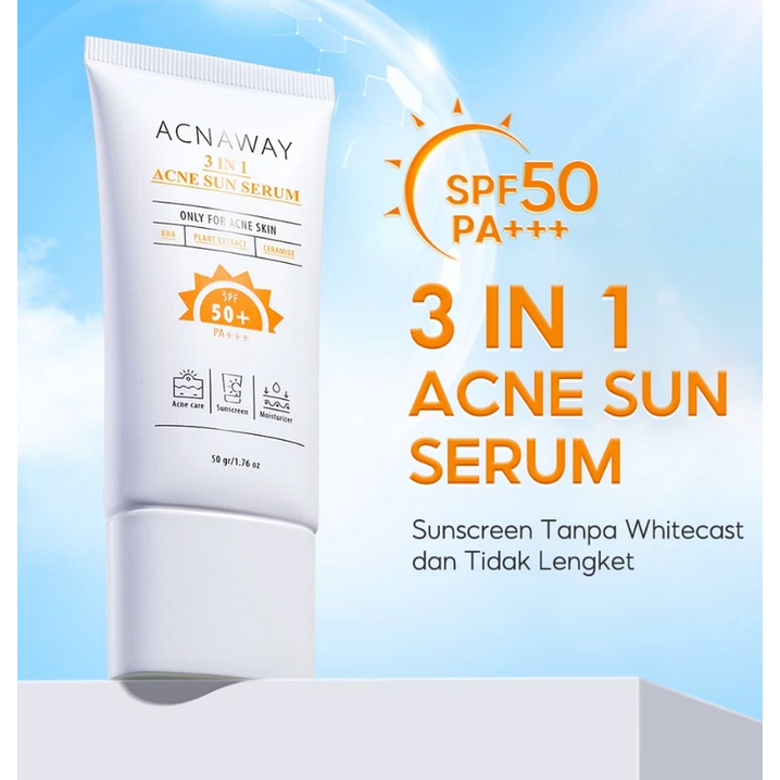 Jual ACNAWAY 3 in 1 Acne Sun Serum SPF 50+ PA+++ Untuk Kulit Sensitif ...