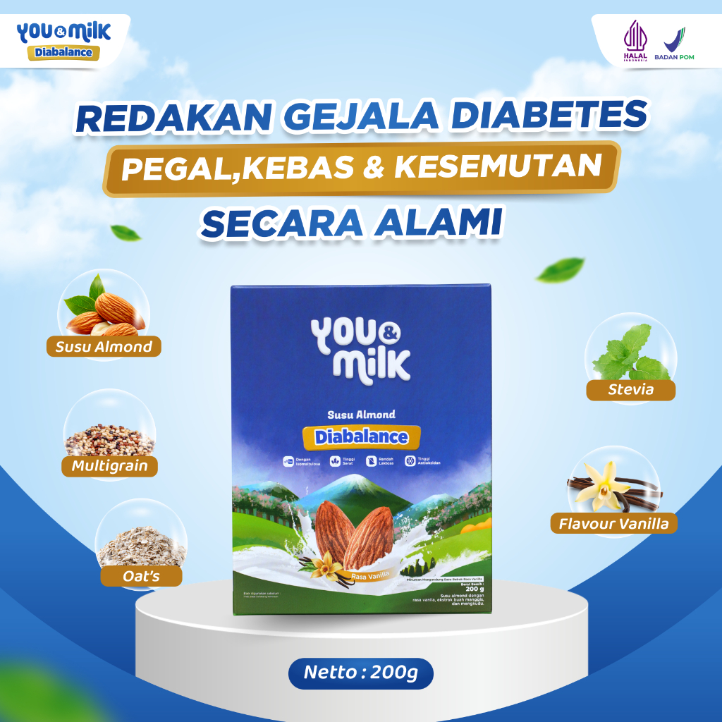 YOU & MILK DIABALANCE Susu Sehat Alami Anti Diabetes dengan Almond Turunkan Gula Darah Atasi Kesemutan Meningkatkan Metabolisme Tubuh dan Menjaga Kesehatan Jantung