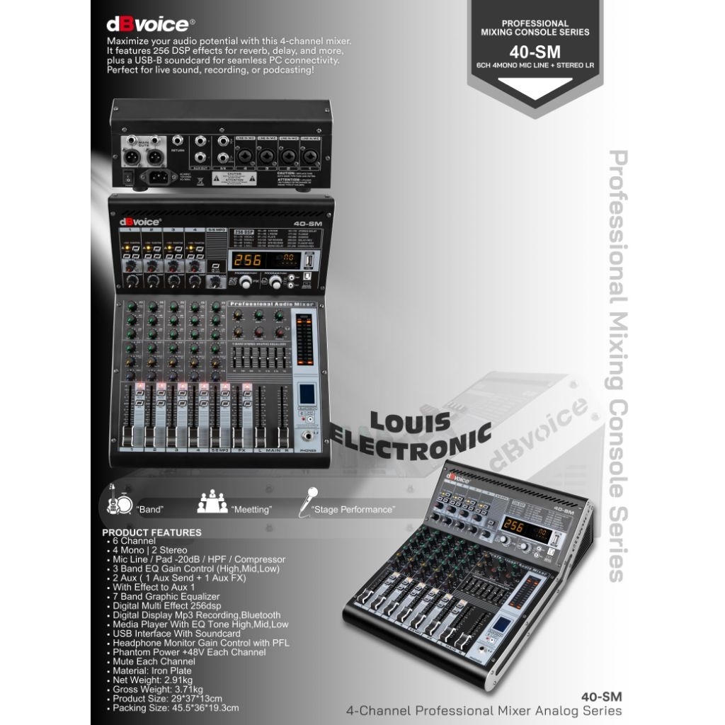 Jual Mixer 6Ch dBvoice 40-SM 40SM NEW UPGRADE 256Dsp with Compressor ...