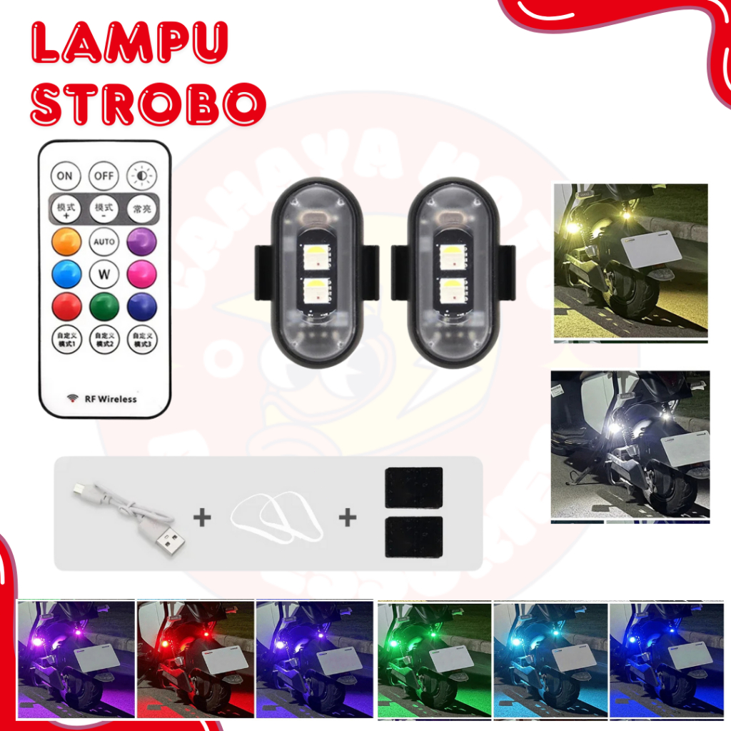 Jual Lampu LED Strobo RGB Remote Control Blitz Kedip Pesawat Nyala Diam ...
